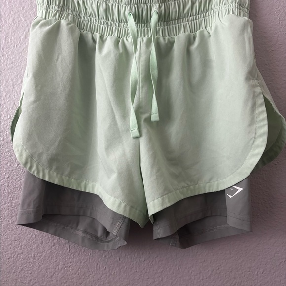 Gymshark Pants - Gymshark Light Green and Gray Athletic Shorts